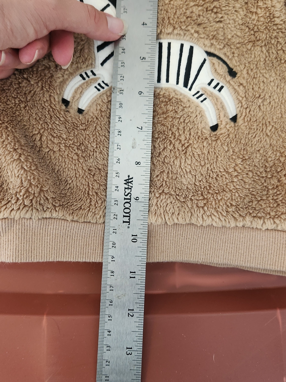 Pekkle Cozy Zebra Appliqué Fleece Sweatshirt - Tan. 6M - Picture 5 of 9